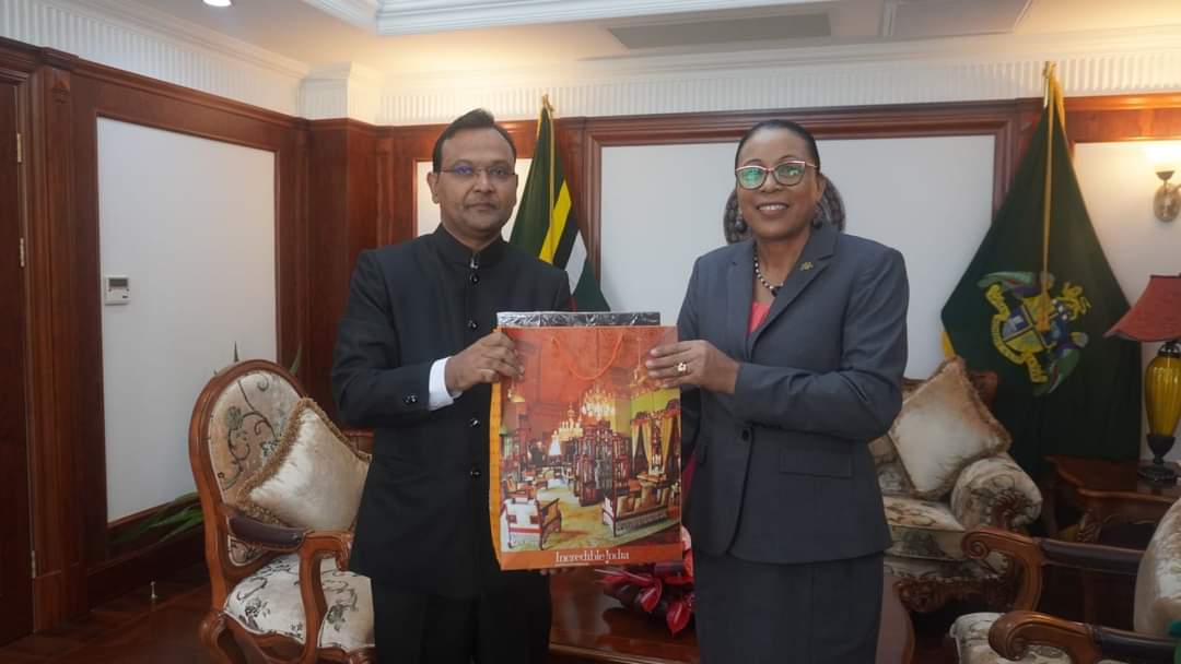 High Commissioner Dr. Pradeep Rajpurohit presented his Letters of Credence from the Hon. President of India to Her Excellency Sylvanie Burton, President of the Commonwealth of Dominica for his appointment as the HC of India to the Commonwealth of Dominica in a ceremony held at the Office of the President on August 12, 2024.